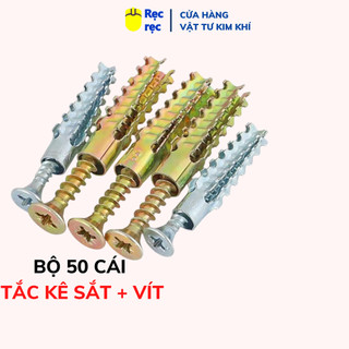 50 cái Kèm Vít tắc kê sắt, Tắc kê nở  bằng sắt, chống bung, rơi, dùng cho Tường Gạch, Gỗ, Xi Măng