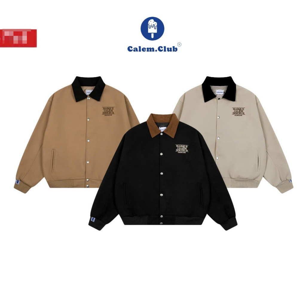 Áo Khoác Dạ Bomber Jacket Calem.Club LIMITED EDITION chất vải dạ lót dù nút bấm form rộng unisex nam nữ Chính Hãng