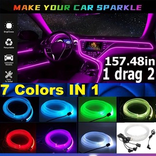 157.48In RGB Nội Thất Ô Tô Khí Quyển Ánh Sáng Neon DIY Dải LED Bảng Điều Khiển Xung Quanh Đèn Sợi Có USB
