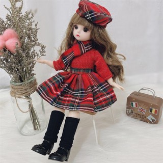 Búp bê BJD 30CM với 12 khớp có thể di chuyển - Đồ chơi trang điểm tỷ lệ 1 / 6 Mắt nâu & Trang phục Giáng sinh