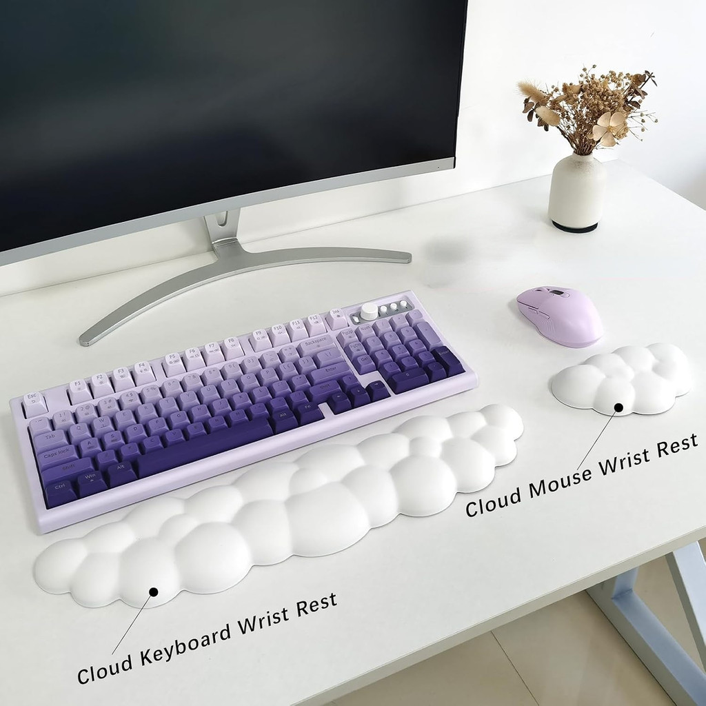 1 Cái 2 Bàn Phím Đám Mây Viết Còn Lại Miếng Lót PU Memory Dễ Thương Trắng Đen Tím Hồng Cam Cho Laptop