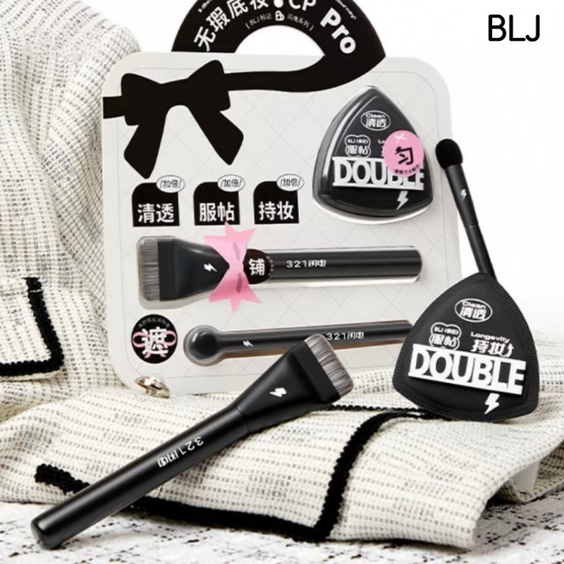 BLJ Powder Sponge Concealer Stick Flat Head One-Free Foundation Brush Trang điểm Bộ ba mảnh dành cho