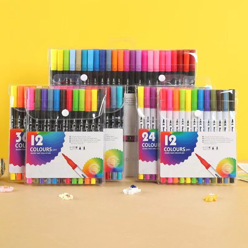 Bút brush viết calligraphy bút cọ dual tip brush pen 2 đầu đa năng trang trí sổ, take notes mẫu mới