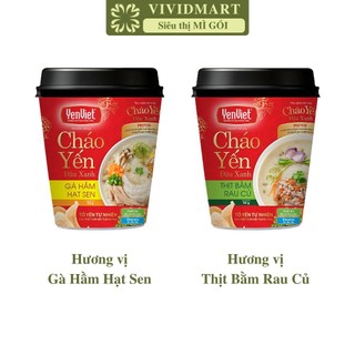 [LY LẺ]- YENVIET - Cháo yến đậu xanh ly YenViet 2 vị: Thịt bằm rau củ, Gà hầm hạt sen, Cháo ly Yến Việt ăn liền (50g/ly)