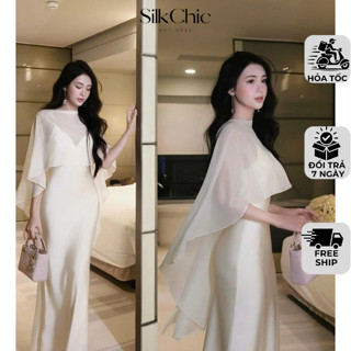 Set Đồ Nữ Áo Choàng Váy Lụa Dáng Dài NV674 Áo Choàng Dài Phủ Lưng Sang Trọng |Có Lẻ Áo| Women