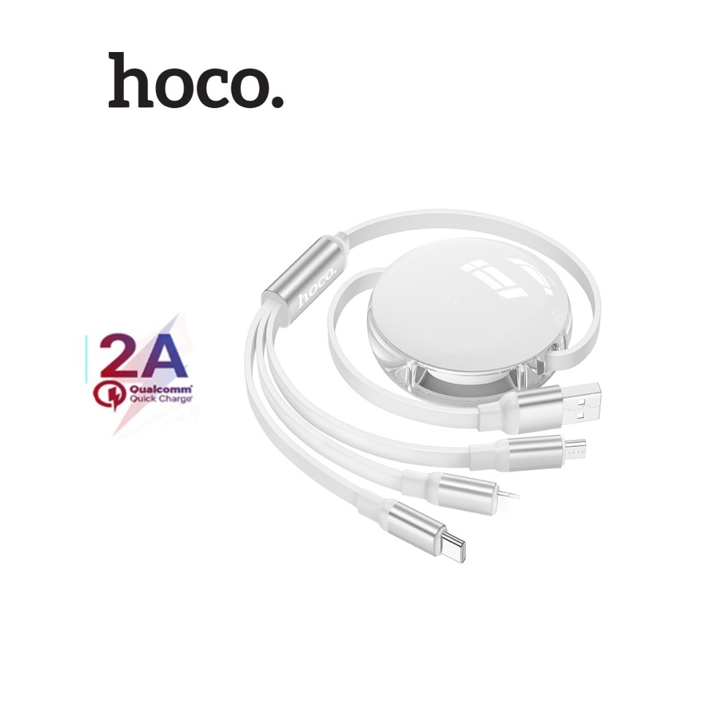 Cáp Sạc 3in1 Hoco X78 USB dành cho Smartphone/Android/LN thiết kế dây rút đa năng tiện lợi, dài 1m
