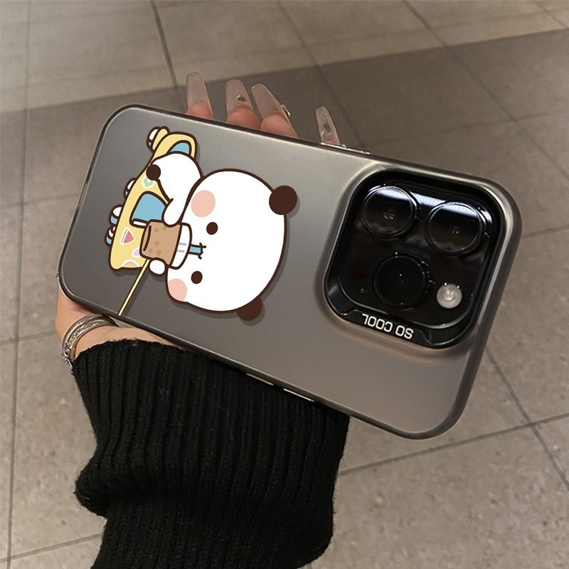 Trà Sữa Gấu Cho Bé Hoạt Hình Dễ Thương Vui Vẻ Điện Thoại Di Động Vỏ Mềm Hai Lớp Thích Hợp Cho iPhone