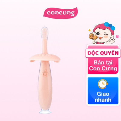 Bàn chải silicone chống hóc cho bé Animo (12M+, Hồng, GHtr2202)