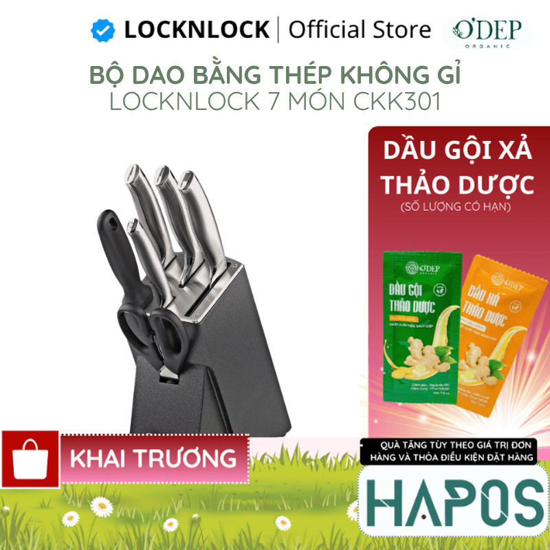 Bộ dao 7 món LocknLock bằng thép không gỉ cao cấp - Đen CKK301 - HAPOS HHL