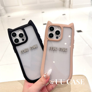 Nhãn kim cương 3D Tai mèo Vỏ điện thoại dễ thương cho iPhone 15 14 13 Mini 12 11 Pro Max XR XS X 7 8 Plus SE3 Ốp lưng mềm chống sốc