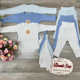 Set bộ dài len tăm cạp cao kèm mũ, bộ đồ len tăm cho bé