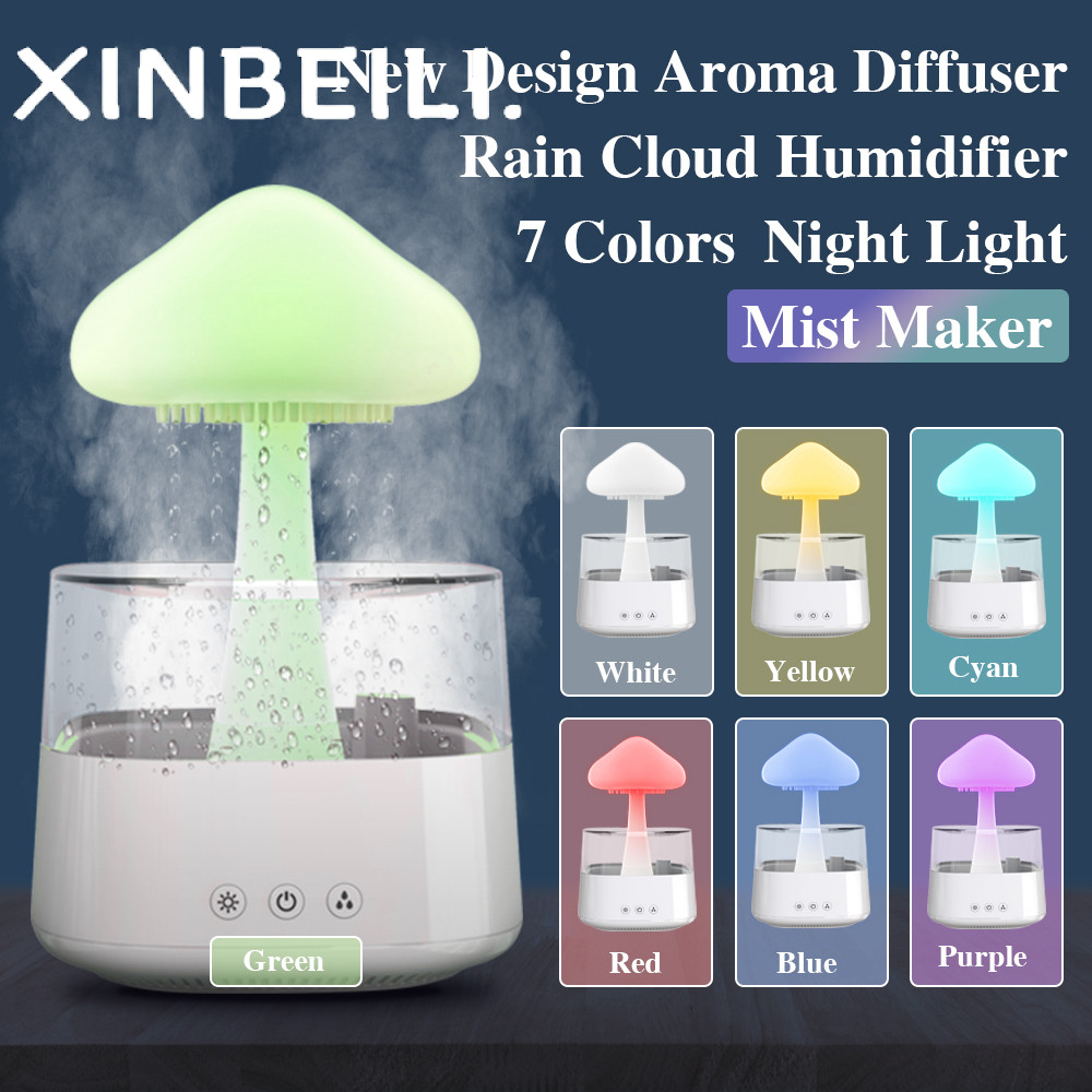 7 Màu Máy Phun Sương Tạo Độ Ẩm 450ml Có Đèn Led Cho Phòng Ngủ / Phòng Học Máy Khuếch Tán Tinh Dầu Hình Cây Nấm Có Đèn Ngủ