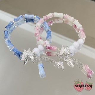 Ras Vòng Tay Ngọc Bích Hình bướm Cây Tre Phong Cách Trung Hoa Thanh Lịch Thời Trang Cho Nữ