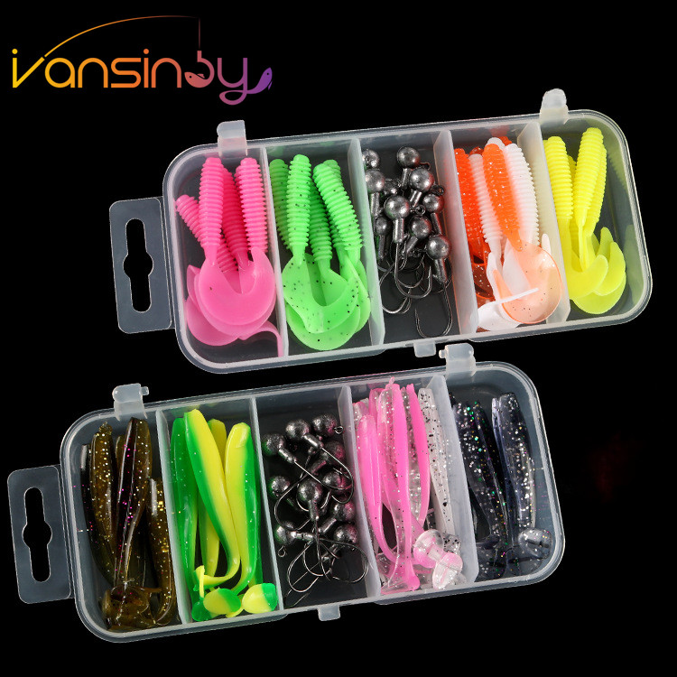 Boxxed Bộ Mồi Câu Cá Mềm Mồi Giun Có Đuôi Bơi Nhựa Giun Câu Cá Grub Mồi Cho Bass Crappie Walleye