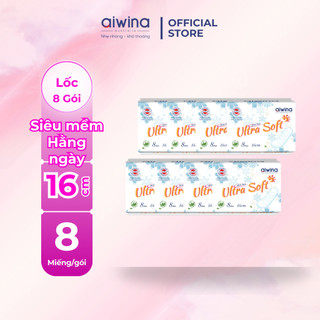  Lốc 8 gói Băng vệ sinh Aiwina siêu mềm hằng ngày 16cm gói 8 miếng