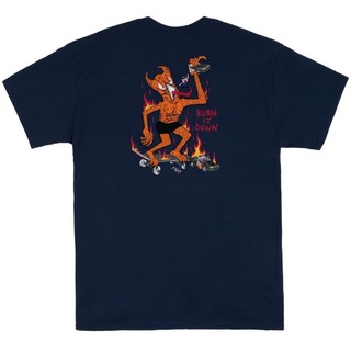 Thrasher US Phiên bản giới hạn Nghệ sĩ đồng thương hiệu Flame Devil Skateboard Áo thun ngắn tay 802
