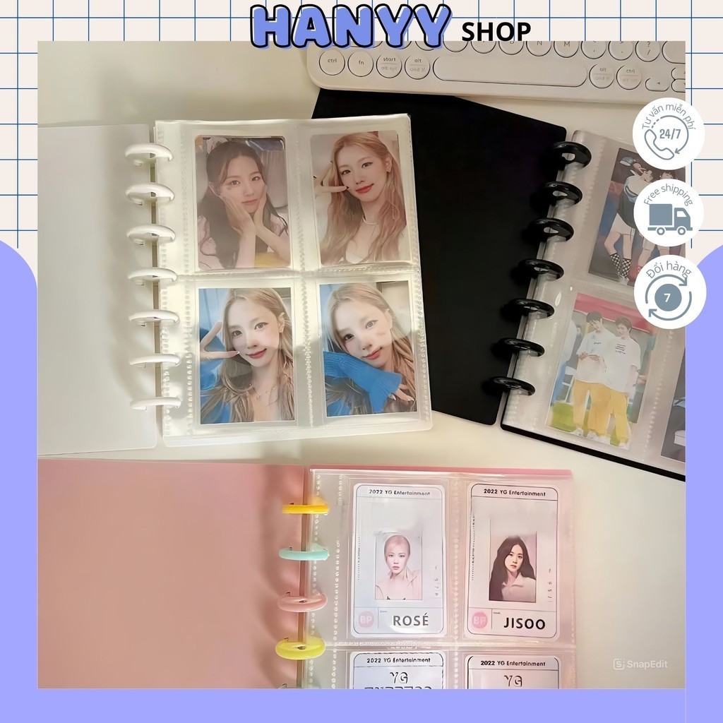 Binder Ringnote A5 Size 20x16cm Kèm 20 Sheet Đựng Card, Lomo, Ảnh - Hanyyshop