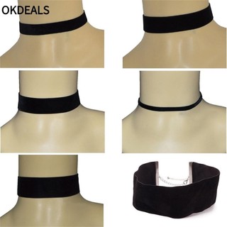 Dây chuyền choker phối vải nhung màu đen đơn giản nhiều kích cỡ tùy chọn