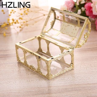 Hộp đựng đồ dùng lưu niệm hình rương kho báu được làm từ nhựa trong suốt dùng cho tiệc cưới