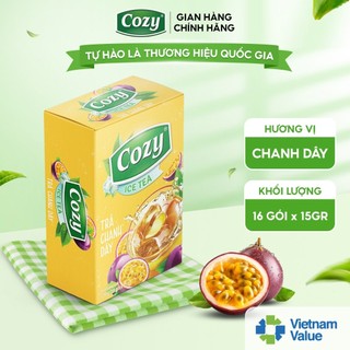 Trà Chanh Dây Hòa Tan Cozy Ice Tea Nước Giải Khát Tiện Lợi Thanh Nhiệt Tươi Mát (16 gói x 15gr)