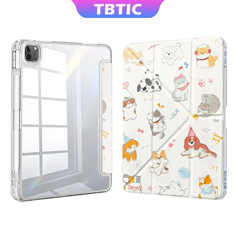 Tbtic Cho iPad Có Giá Đỡ Bút Chì Air 6 M2 Pro 11 2024 Dễ Thương Air 5 4 10.9 Thẩm Mỹ 10th 9th 8th 7th Gen 10.2 Mini 6 Ốp Lưng Trong Suốt