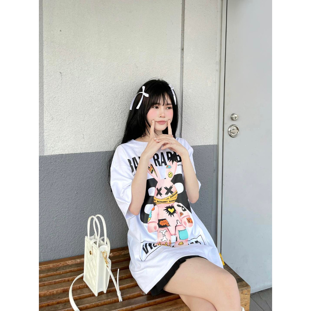 COD - Áo Thun Unisex Bad Rabbit White - Grafflex Arts Rabbit Tee - Local Brand Chính Hãng