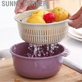 Sunny corner Có hàng sẵn Rổ Rửa Rau Củ Dày Hai Lớp Tròn Nhựa Đa Năng Có Thể Treo Được Thoát Nước Để Bảo Quản Trái Cây