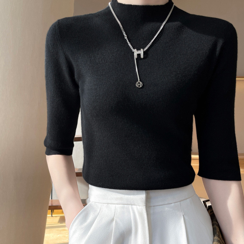 YAYUAN Áo len nữ Mid Sleeves