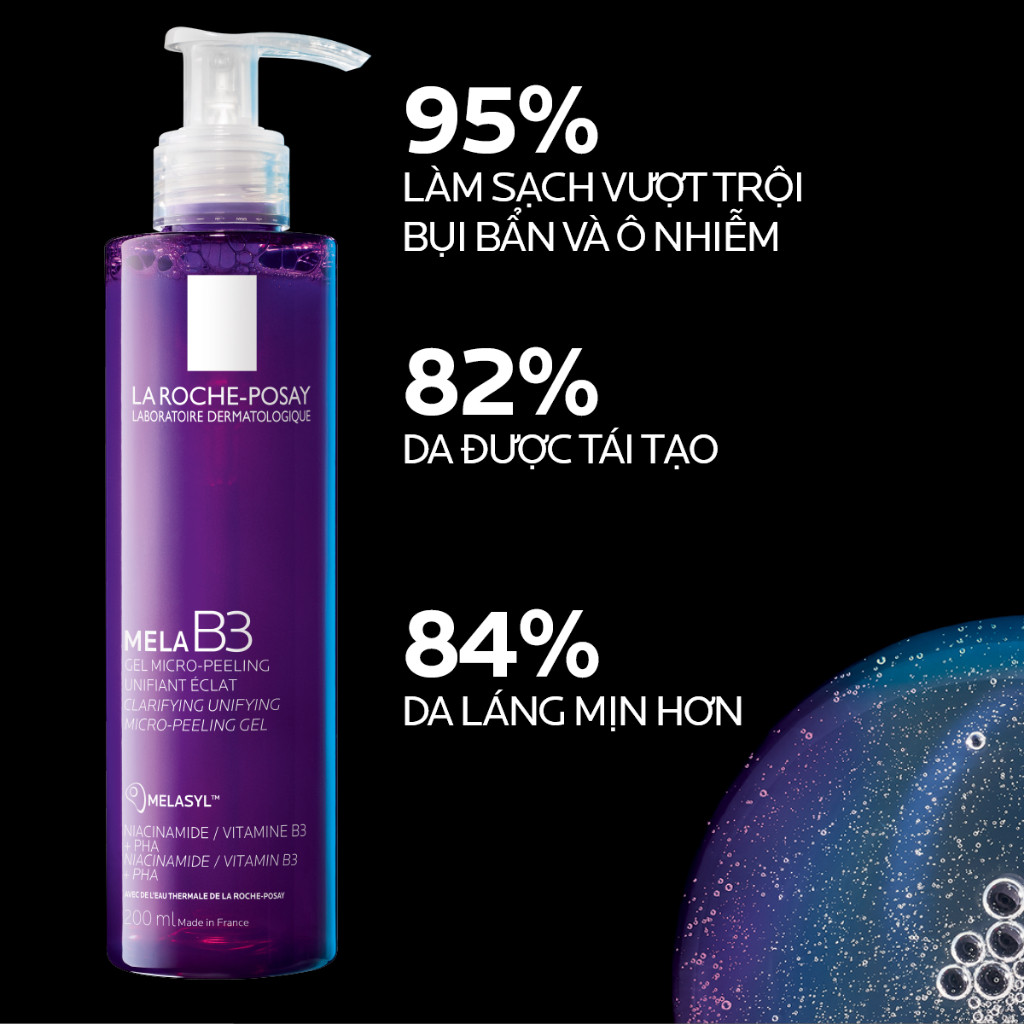 Sữa rửa mặt mờ thâm sáng da La Roche-Posay Mela B3 Clarifying Micro-Peeling Gel 200ml