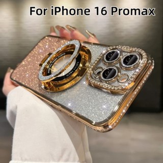 ốp lưng Mạ thẩm mỹ Giá đỡ từ tính Vỏ kim cương lấp lánh cho iPhone 16 15 11 12 13 14 Pro Max plus Vỏ silicon mềm chống sốc