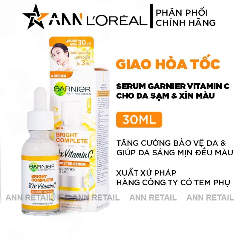 Serum Garnier - Serum Vitamin C Giảm Thâm Dưỡng Trắng Skin Naturals Bright Complete 30x 30ml