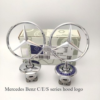 Logo Mercedes Benz Hood Star Huy hiệu biểu tượng Huy hiệu nắp ca-pô phía trước màu bạc & xanh