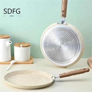 Chảo Chiên, Chảo Bánh Crepe Tay Cầm Bằng Gỗ Chống Dính, Chảo Bít Tết Nhôm 6 / 8 / 10 Inch Màu Be Omelet Chảo Trứng