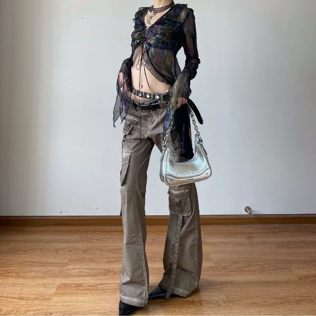 Quần jean nữ F&X độc đáo, màu nâu giặt cũ, slim-fit co giãn, phù hợp dạo phố