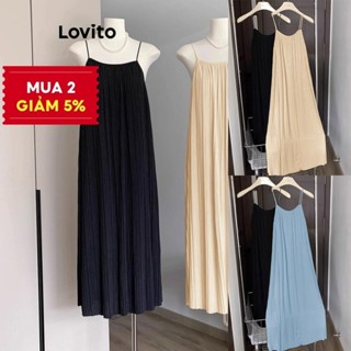 Lovito Váy xếp nếp trơn thông thường dành cho nữ LNE27240 (Nhiều màu)