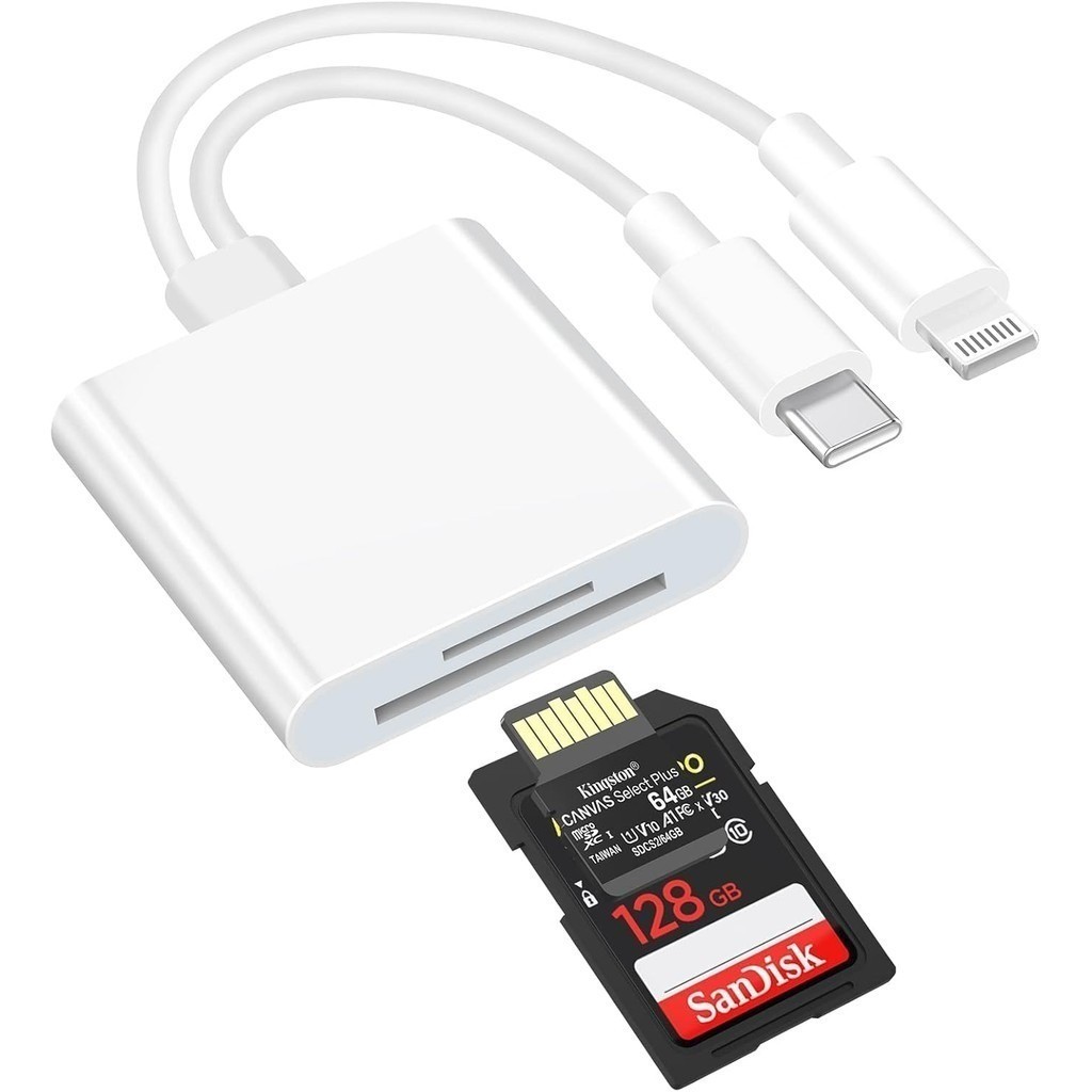 Multi-functional iPhone SD card reader Lightning to SD Type-C High Speed Data Transfer & External St