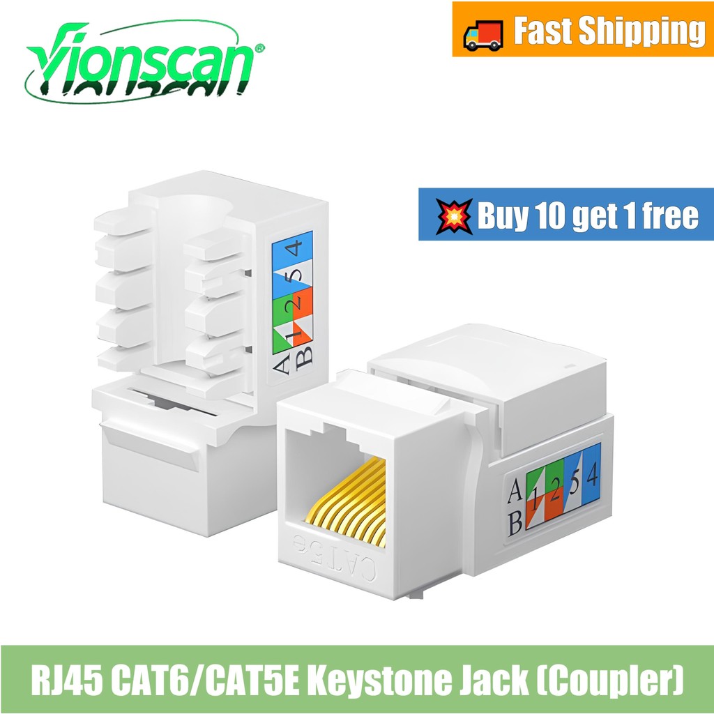 Giắc cắm Keystone Vioncan Cat5e Cat6, Jack Keystone RJ45, Khớp nối mạng Cat6, Jack treo tường Ethernet Cat5e / 6