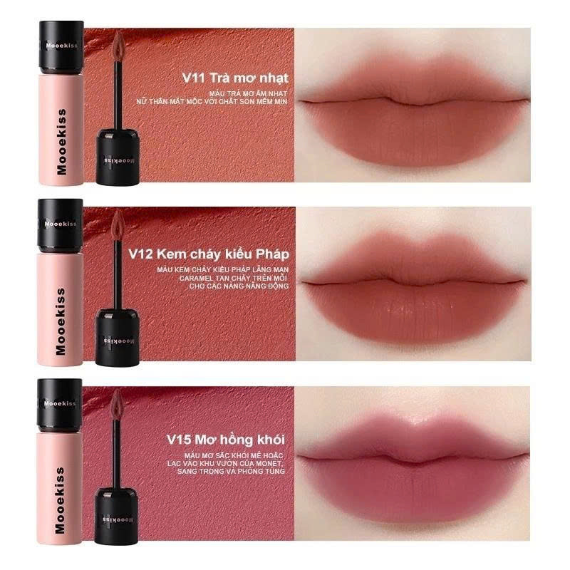 [MOOEKISS] Son kem Mooekiss 3g Nắp đen bùn nhung mịn nhẹ, Nắp đỏ bóng nhẹ dưỡng môi lâu | BigBuy360 - bigbuy360.vn