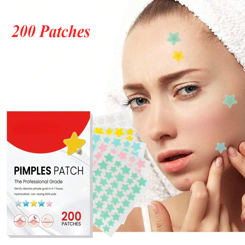 200 Chiếc Ngôi Sao Mụn Miếng Dán Chăm Sóc Da Mặt Phai Màu Nhám Mụn Đánh Dấu Đóng Mụn Blemishes Bao Mụn Mụn Sửa Chữa Miếng Dán