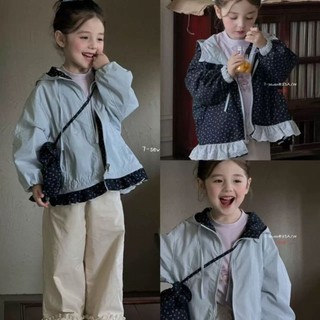 Áo khoác hai mặt bé gái Mùa thu 2025 Phong cách mới Phiên bản Hàn Quốc Dễ thương cho bé Tất cả các trận đấu có mũ trùm đầu thông thường cho trẻ em