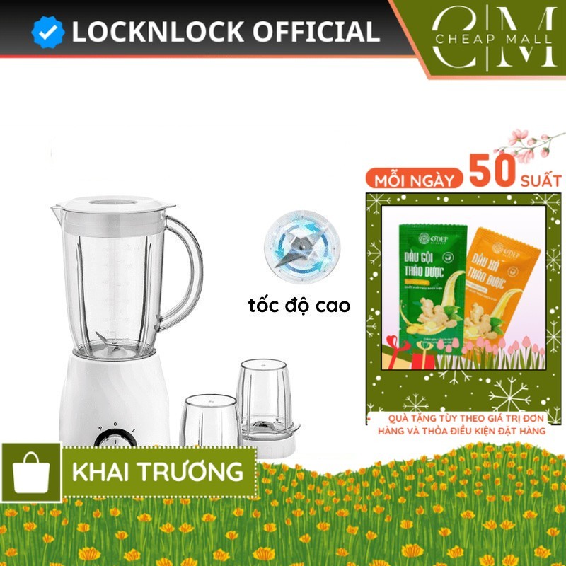 Máy xay sinh tố đa năng LocknLock 1.2L Chính hãng 3 cối 350W EJM462 có thể xay hạt khô, xay thịt - C