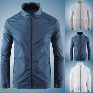 ⭐ready stock ⭐men's coat holiday long sleeve regular solid color stand collar summer