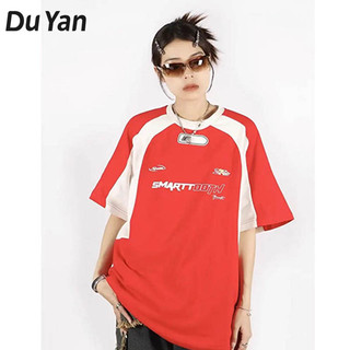 Áo thun ngắn tay in màu DU YAN dành cho nữ có cổ tròn và nửa tay