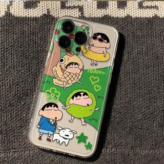 Thích hợp cho IPhone 11 12 Pro Max X XR XS Max SE 7 Plus 8 Plus IPhone IPhone 13 14 15 Pro Max Nhãn chống va đập Silicon Four Crayon Shin Chan Vỏ điện thoại chống nước