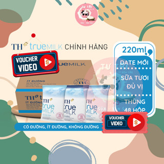 Thùng 24 Bịch Sữa TH TRUEMILK 220ml. Có đường, Ít đường, Ko đường