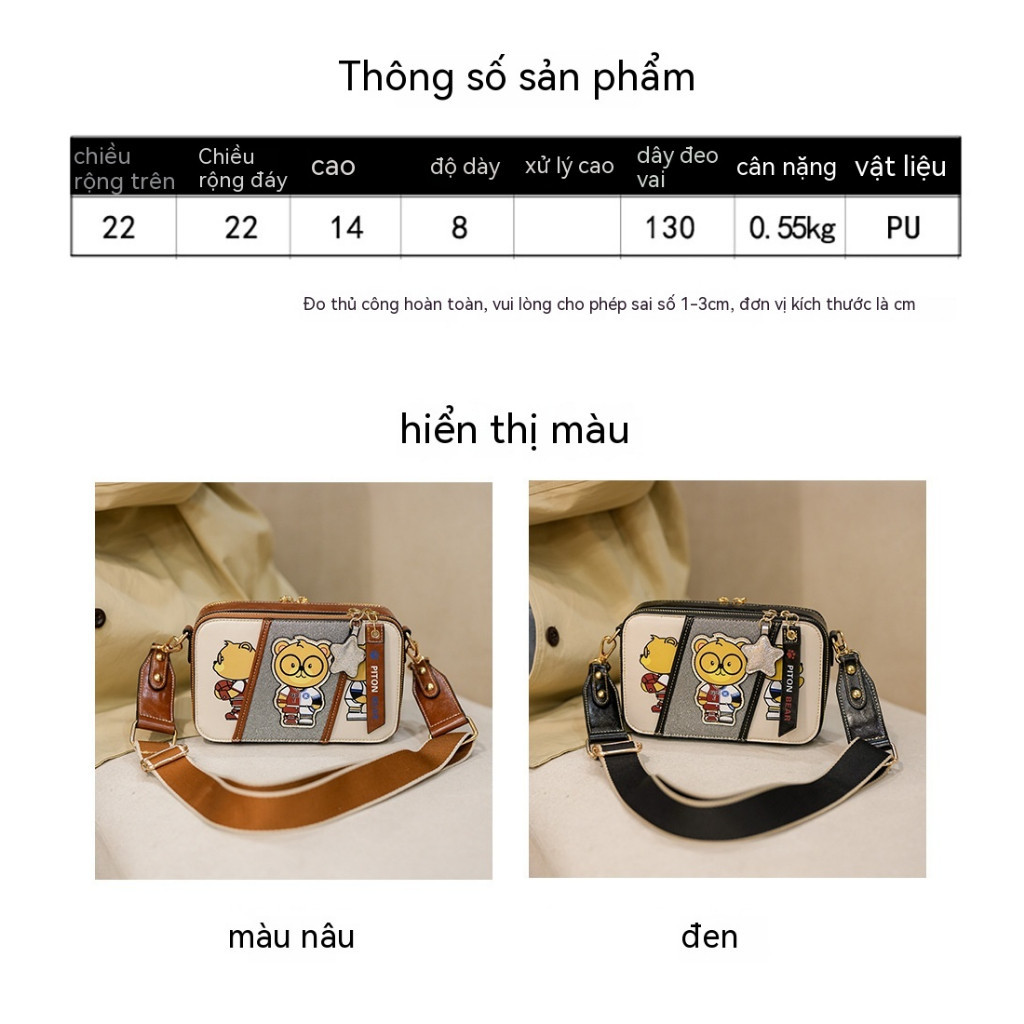 Túi đeo chéo nữ piton Bear Túi đeo vai đa năng Kính dễ thương Bag Túi đơn giản túi xách nữ beibaobao gấu