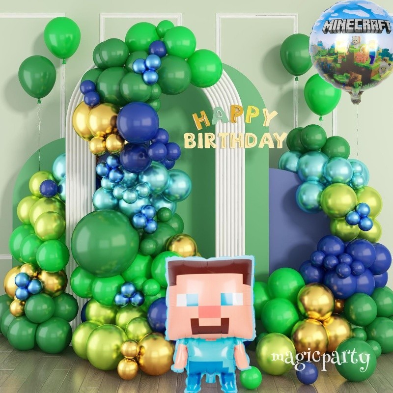Chủ Đề Minecraft Steve Bóng Tròn Bóng Bay Vòng Hoa Vòm Bộ Cho Bé Trai Đồ Dùng Tiệc Sinh Nhật