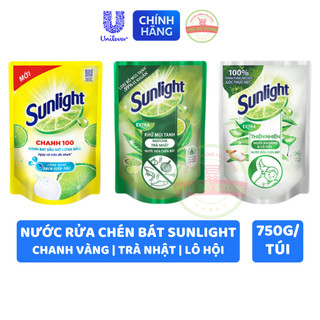 Nước rửa chén bát sunlight thiên nhiên muối lô hội | matcha trà nhật | chanh vàng - túi 750g