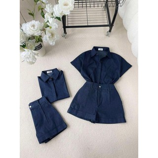 Set sơ mi jean tay ngắn + short jean