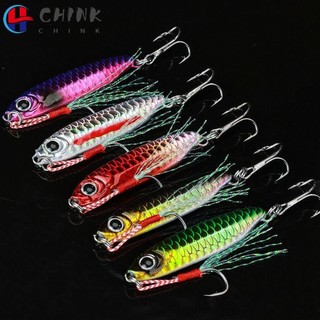 Mồi Câu Cá CHINK, 7g 10g Sắt Kim Loại Jig Mồi, Mồi Quay Mạ Điện Xanh Đỏ Bền
